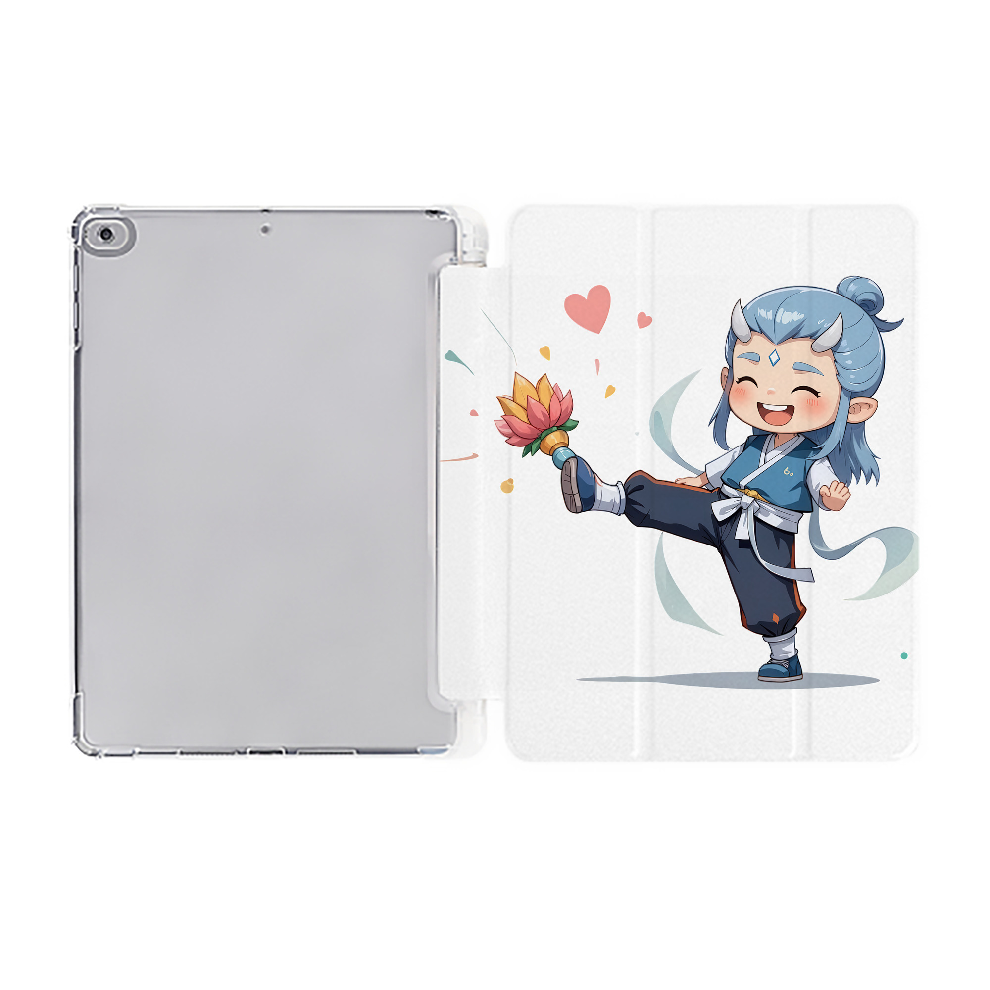 （画像用） Ne Zha 2 ナタ 魔童の大暴れ IPad ケース ペン収納付き 三つ折りスタンド PUレザー×シリコン 対応機種9.5/10.5/10.9インチ
